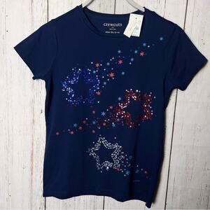 Crewcuts Girl’s Stars Glitter  Graphic Short Sleeve Crewneck Tee  Sz XL 12-14